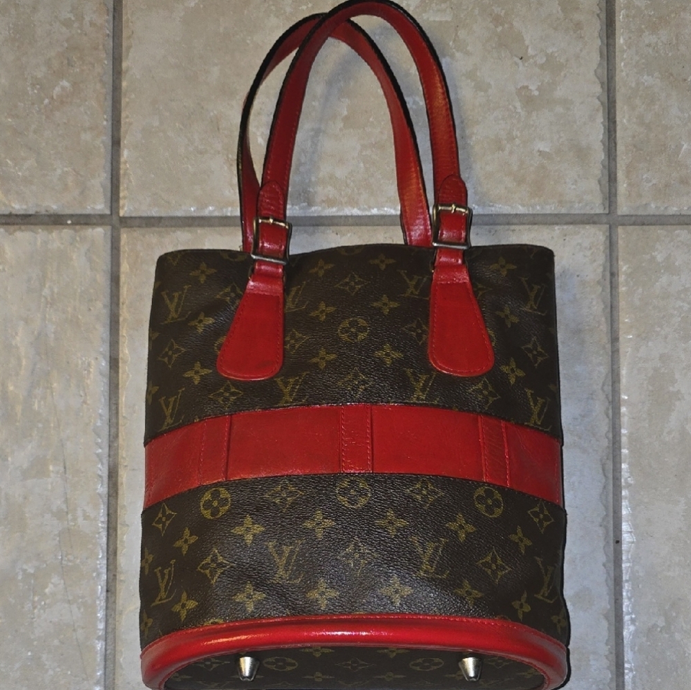 Authentic‼️Please Send To Poshmark Louis Vuitton Monogram Brown and Red Tote